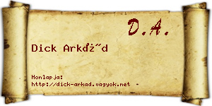 Dick Arkád névjegykártya