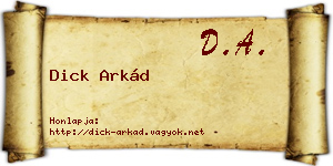 Dick Arkád névjegykártya